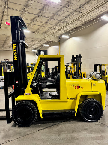 2005 HYSTER H155XL 15500 LB LP GAS FORKLIFT PNEUMATIC 144/212" 2 STAGE CLEAR VIEW MAST DUAL TIRES PARTIAL CAB 3198 HOURS STOCK # BF9235139-BUF - United Lift Equipment LLC