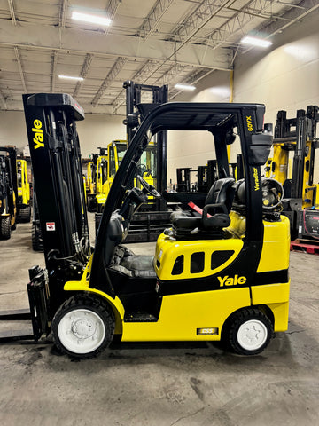 2018 YALE GLC060VXN 6000 LB LP GAS FORKLIFT CUSHION 88/187" 3 STAGE MAST SIDE SHIFTER 1477 HOURS STOCK # BF9192529-BUF - United Lift Equipment LLC