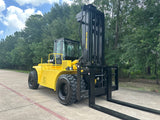 2006 HYSTER H550F 55000 LB CAPACITY DIESEL FORKLIFT PNEUMATIC 172" 2 STAGE MAST FORK POSITIONER DUAL DRIVE TIRES ENCLOSED CAB 6918 HOURS STOCK # BF91891149-TXB