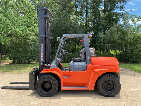 2007 TOYOTA 7FGU70 15500 LB LP GAS FORKLIFT PNEUMATIC 132/179" 2 STAGE MAST SIDE SHIFTER 7897 HOURS STOCK # BF9431129-TXB - United Lift Equipment LLC