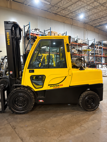 2021 HYSTER H120FT 12000 LB LP GAS FORKLIFT PNEUMATIC 110/158" 2 STAGE CLEAR VIEW MAST ENCLOSED CAB WITH SIDE SHIFTER ONLY 1474 HOURS STOCK # BF9199429-BUF