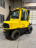 2019 HYSTER H90FT 9000 DIESEL FORKLIFT DUAL PNEUMATIC 98/144" 2 STAGE CLEAR VIEW MAST ENCLOSED HEATED CAB SIDE SHIFTER 1,218 HOURS STOCK # BF9187269-BUF