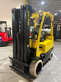 2019 HYSTER S60FT 6000 LB LP GAS FORKLIFT NON-MARKING CUSHION TIRES 84/240" QUAD MAST SIDE SHIFTER 926 HOURS STOCK # BF9115259-BUF