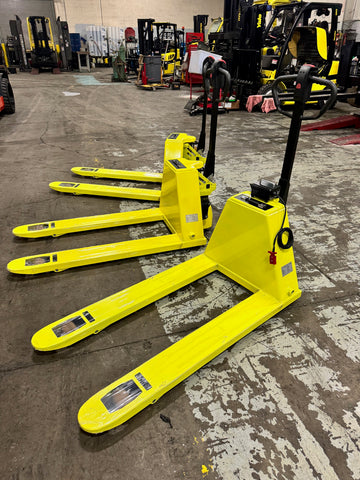 2023/2024 BRAND NEW 4400 LB CAPACITY 48" LONG BY 27" WIDE ELECTRIC WALKIE PALLET JACK CUSHION BUILT IN LITHIUM ION 110V CHARGER 1 YEAR WARRANTY STOCK # BF917439-BUF - United Lift Equipment LLC