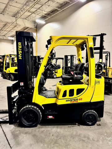 2018 HYSTER S60FT 6000 LB LP GAS FORKLIFT CUSHION 87/187" 3 STAGE MAST SIDE SHIFTING FORK POSITIONER 4 WAY PLUMBED 1412 HOURS STOCK # BF9178979-BUF - United Lift Equipment LLC