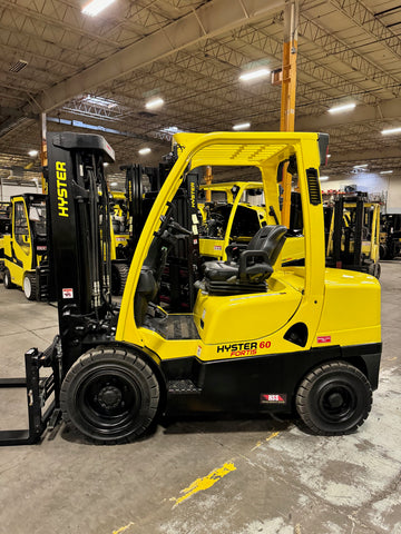 2017 HYSTER H60FT 6000 LB DIESEL FORKLIFT PNEUMATIC 86/181" 3 STAGE MAST SIDE SHIFTING FORK POSITIONER 1518 HOURS STOCK # BF9259349-BUF - United Lift Equipment LLC