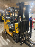 2023 CATERPILLAR 2C5000 5000 LB LP GAS FORKLIFT CUSHION 83/187" 3 STAGE MAST SIDE SHIFTING FORK POSITIONER ATTACHMENT PLUMBED 4 WAYS TO CARRIAGE 642 HOURS STOCK # BF9124919-BUF