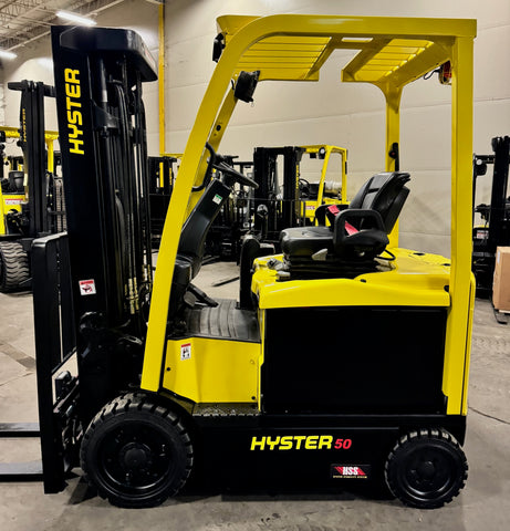 2021 HYSTER E50XN 5000 LB CAPACITY ELECTRIC CUSHION 89/200" 3 STAGE MAST SIDE SHIFTING FORK POSITIONER ONLY 783 HOURS STOCK # BF9175189-BUF - United Lift Equipment LLC