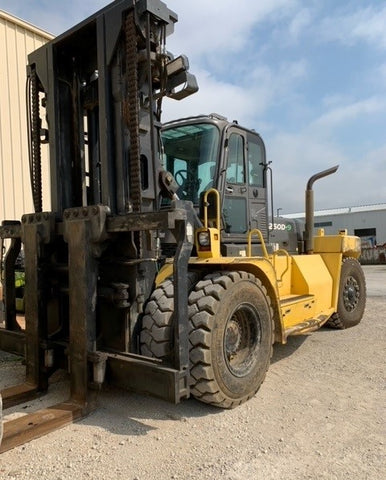 2018 HYUNDAI 250D 55000 LB DIESEL FORKLIFT PNEUMATIC 144/158" 2 STAGE MAST SIDE SHIFTING FORK POSITIONER ENCLOSED CAB 4605 HOURS STOCK # BF91512289-DIETX - United Lift Equipment LLC