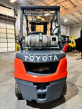 2023 TOYOTA 8FGU25 5000 LB LP GAS FORKLIFT PNEUMATIC 85/187" 3 STAGE MAST SIDE SHIFTER 748 HOURS STOCK # BF9194119-BUF