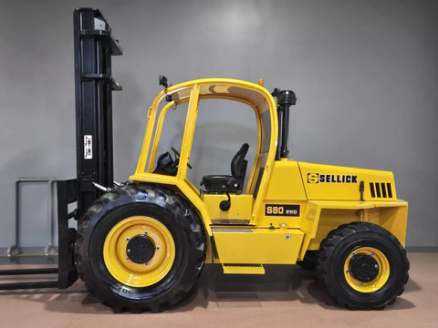 2015 SELLICK S80J41-2 2WD 8000 LB DIESEL ROUGH TERRAIN FORKLIFT PNEUMATIC 124/264 3 STAGE MAST SIDE SHIFTER 3870 HOURS STOCK # BF9339829-RIL - United Lift LLC