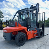 2021 TOYOTA THD2200 22000 LB DIESEL FORKLIFT PNEUMATIC 174/204"2 STAGE MAST SIDE SHIFTING FORK POSITIONER ENCLOSED CAB WITH HEAT AND AC 2462 HOURS STOCK # BF9879579-NCB